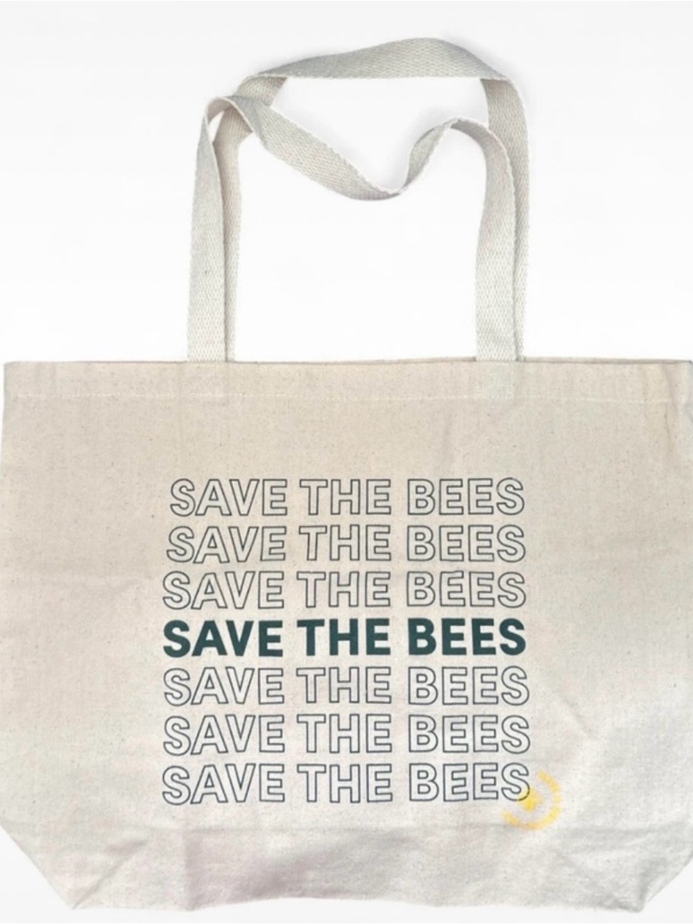 Save The Bees Reusable Canvas Tote Bag - Natural